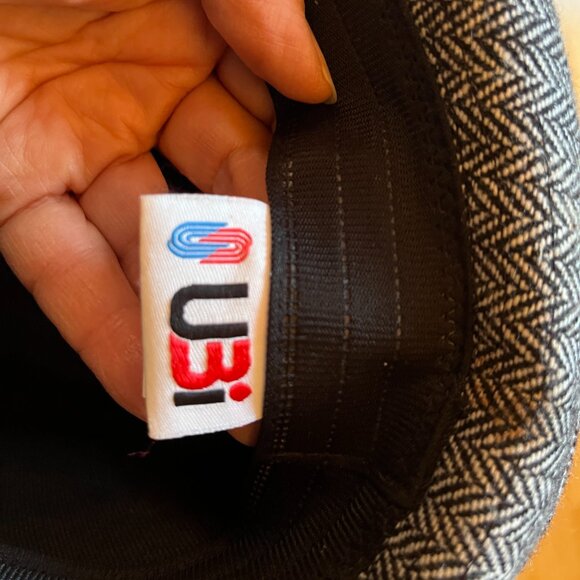 Black & White Herringbone Tweed Fedora Adult Small - Picture 7 of 10